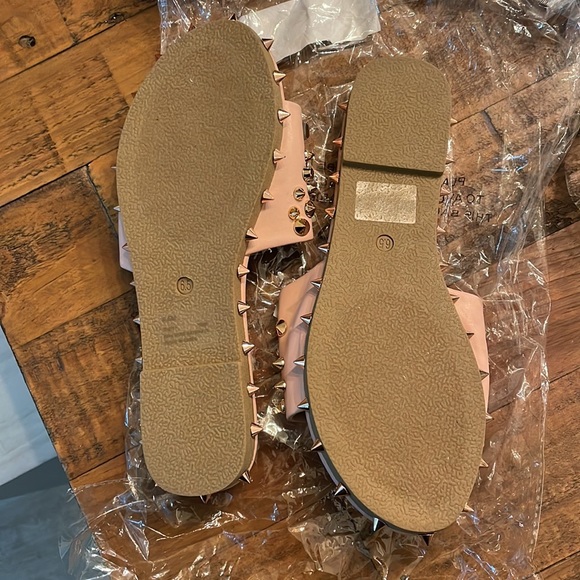 Blush slide sandals with rose gold studs by CAPE ROBBIN - Picture 2 of 2
